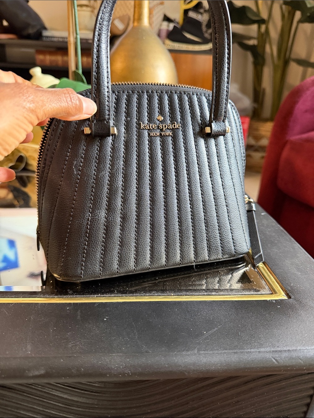 kate spade Black Quilted Mini Dome Satchel